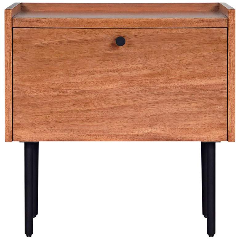 Image 1 Kyra 24" Wide Chestnut Wood 1-Drawer Nightstand