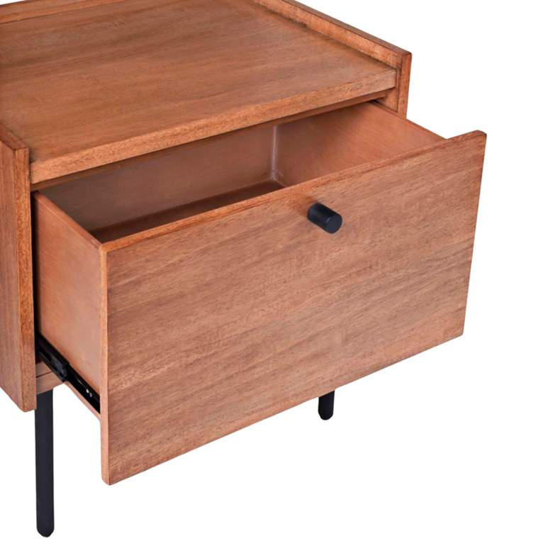 Image 2 Kyra 24" Wide Chestnut Wood 1-Drawer Nightstand more views