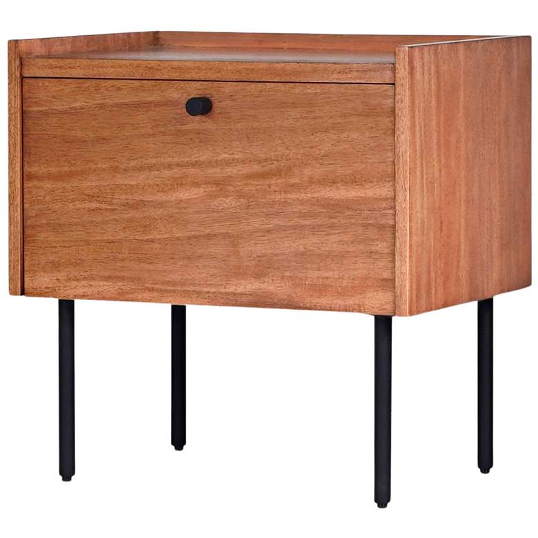 Image 3 Kyra 24" Wide Chestnut Wood 1-Drawer Nightstand more views