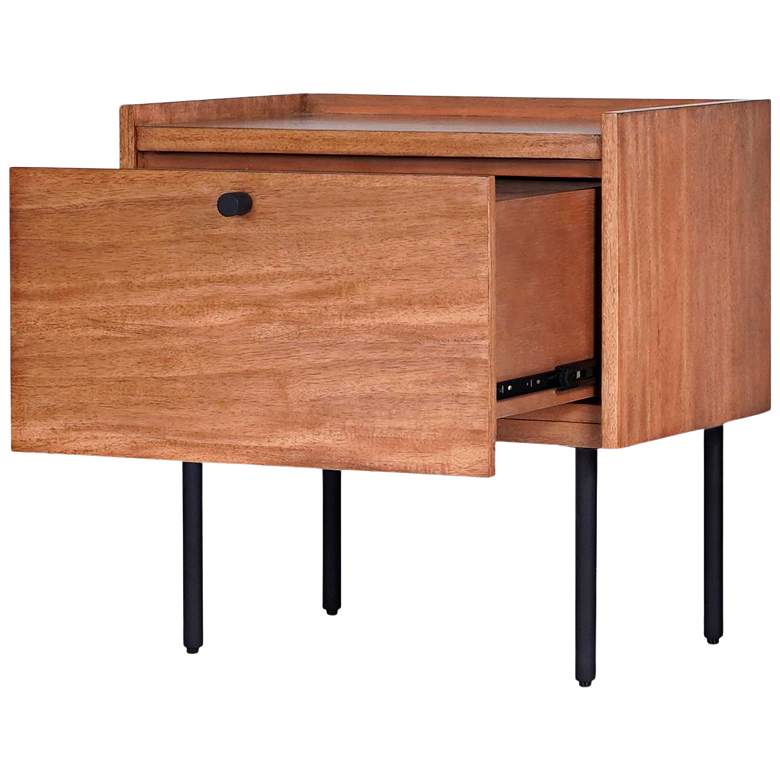 Image 4 Kyra 24" Wide Chestnut Wood 1-Drawer Nightstand more views
