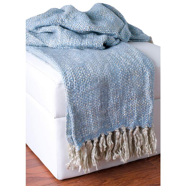 Image 1 Kyria Loose Weave Light Blue and Gray Throw Blanket