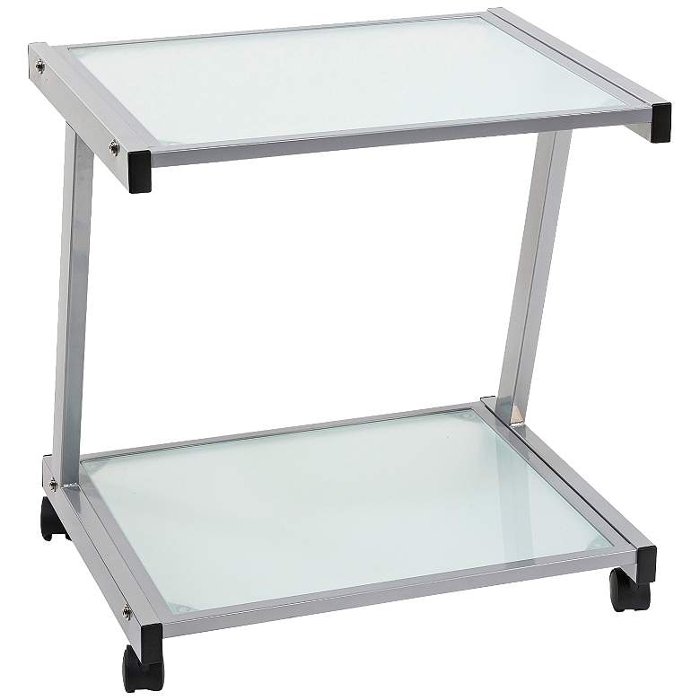 Image 1 L 22 inch High Aluminum and Frosted Glass Printer Stand