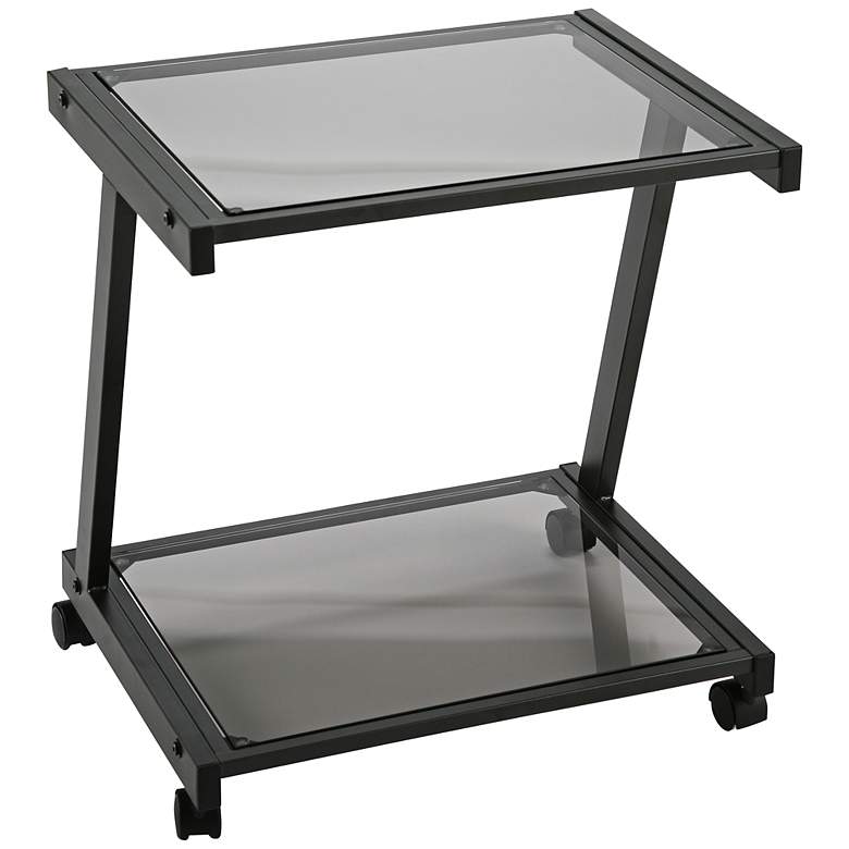 Image 1 L 22" High Smoked Glass and Graphite Printer Stand