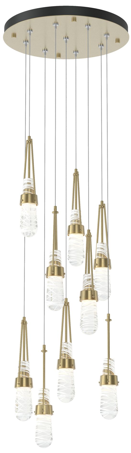 L 9-Light Blown Round Pendant Modern Brass Made to Order