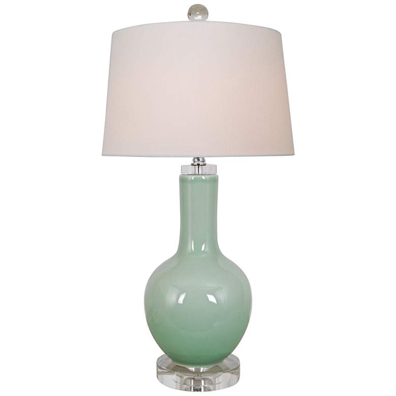 Image 1 L&#39;Astree Celadon Porcelain Vase Table Lamp