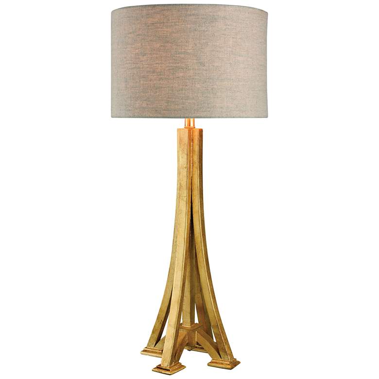 Image 1 L&#39;Expo Antique Gold Leaf Wood Table Lamp