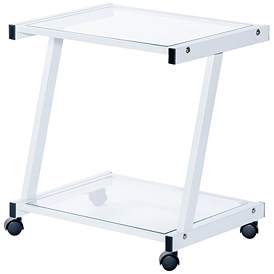 Image2 of L-Series 21" Wide White Steel Tempered Glass Printer Cart