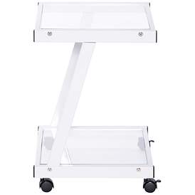 Image3 of L-Series 21" Wide White Steel Tempered Glass Printer Cart more views
