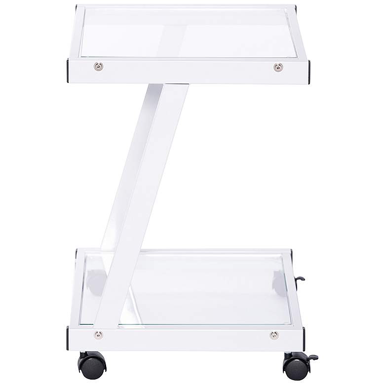Image 3 L-Series 21 inch Wide White Steel Tempered Glass Printer Cart more views