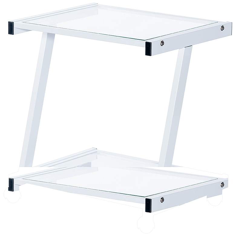 Image 4 L-Series 21 inch Wide White Steel Tempered Glass Printer Cart more views