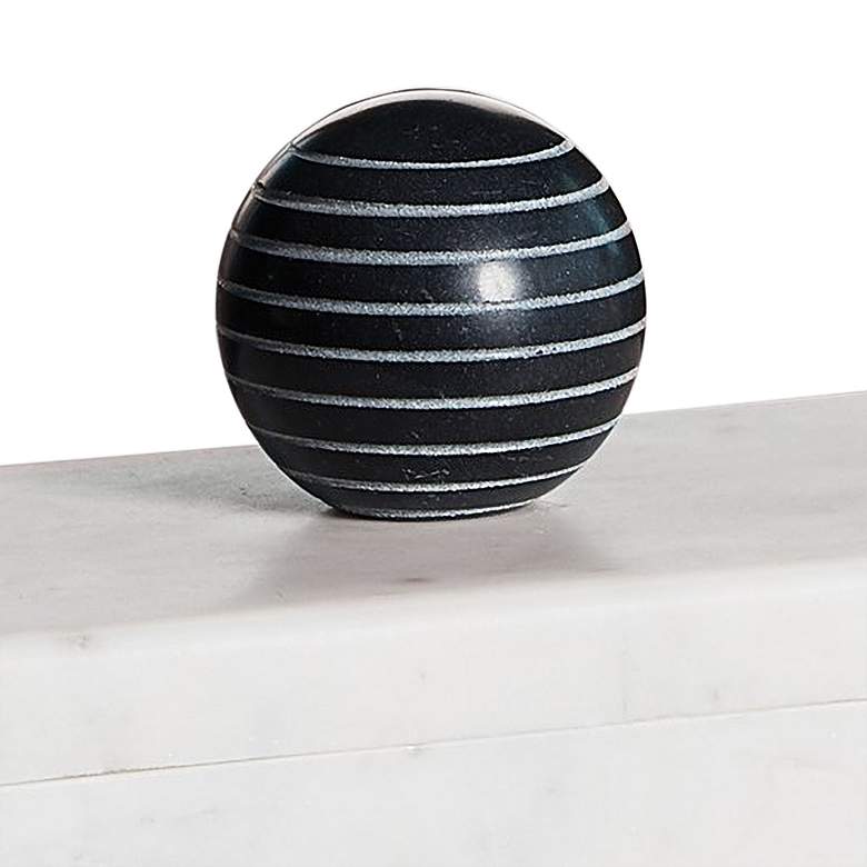 Image 2 La Boite 8" Wide White and Black Marble Box with Handle more views