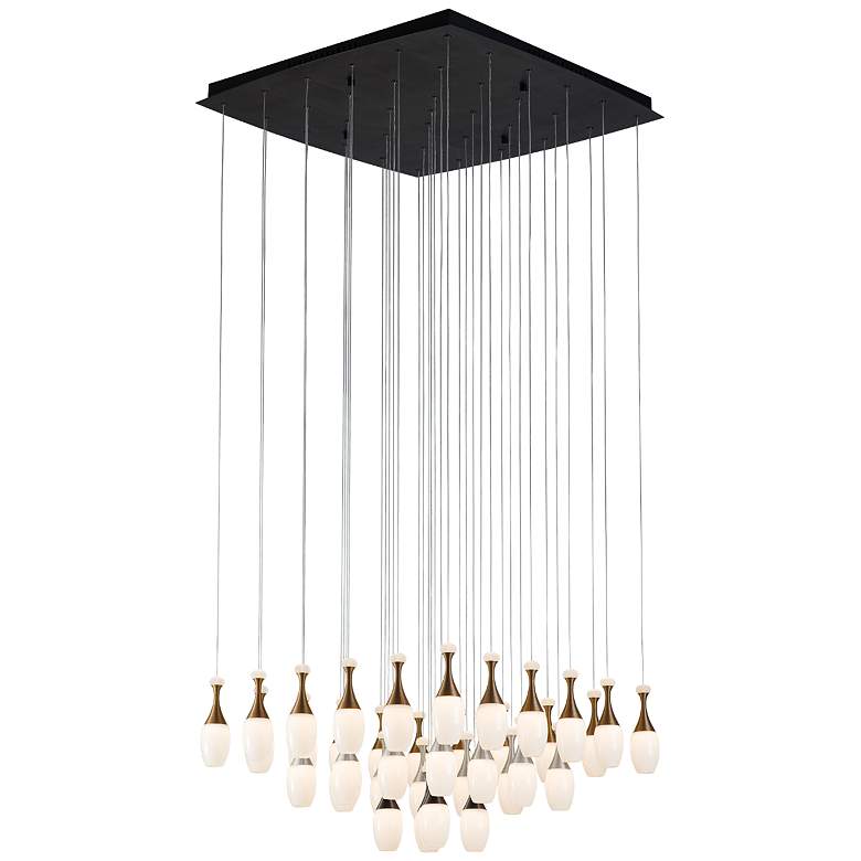 Image 1 La Botella 29.5" Deep Taupe/Brushed Aluminum/Brushed Gold Chandelier