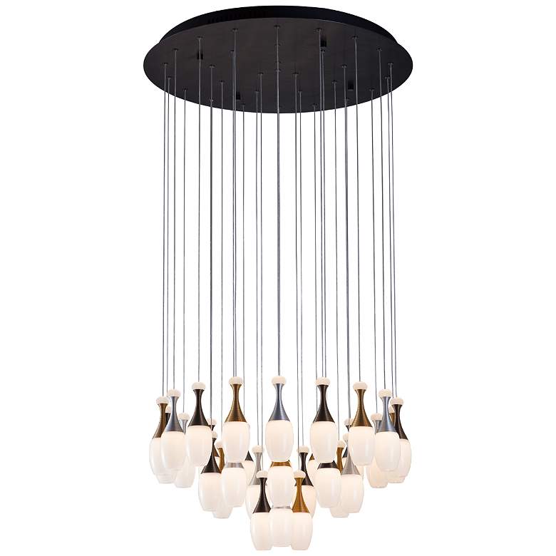 Image 1 La Botella 29.5" Deep Taupe/Brushed Aluminum/Brushed Gold Chandelier