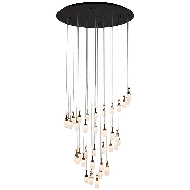 Image 1 La Botella 41.3" Deep Taupe/Brushed Aluminum/Brushed Gold Chandelier