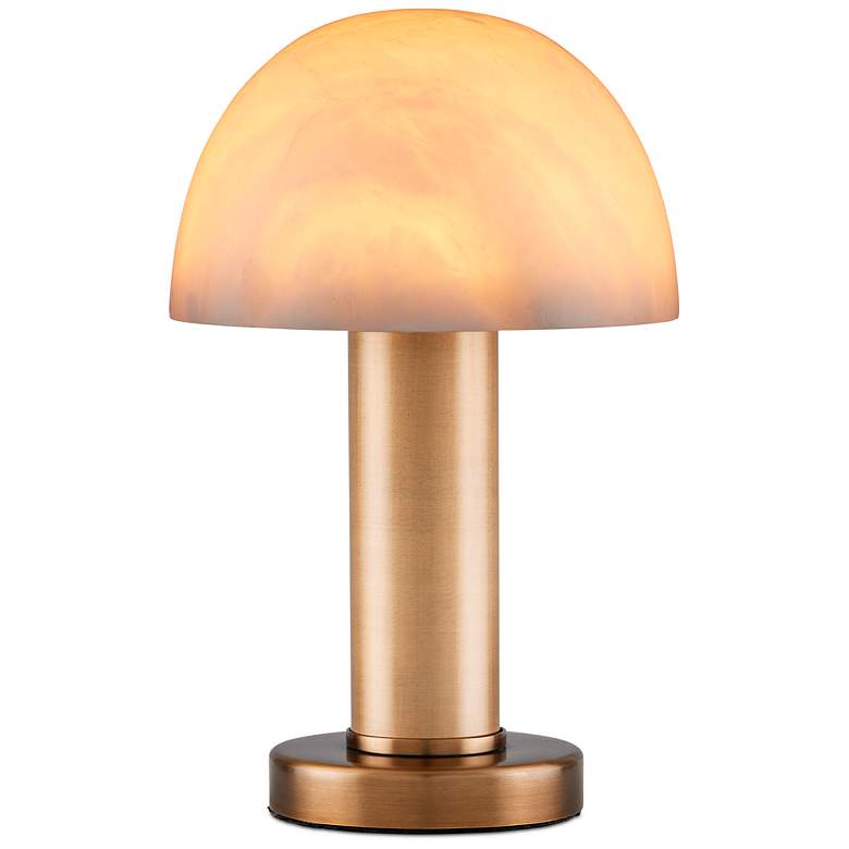 Image 2 La Gravite 11" High Antique Brass Alabaster Mini Table Lamp