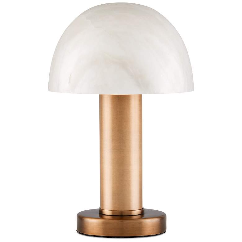 Image 5 La Gravite 11" High Antique Brass Alabaster Mini Table Lamp more views