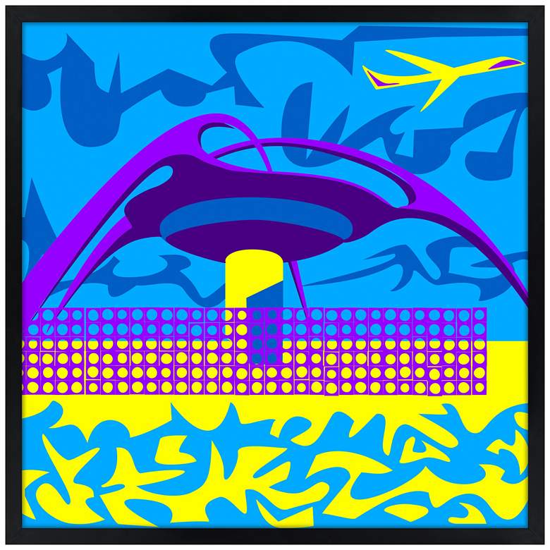 Image 1 LA Jet Plane 26" Square Black Giclee Wall Art