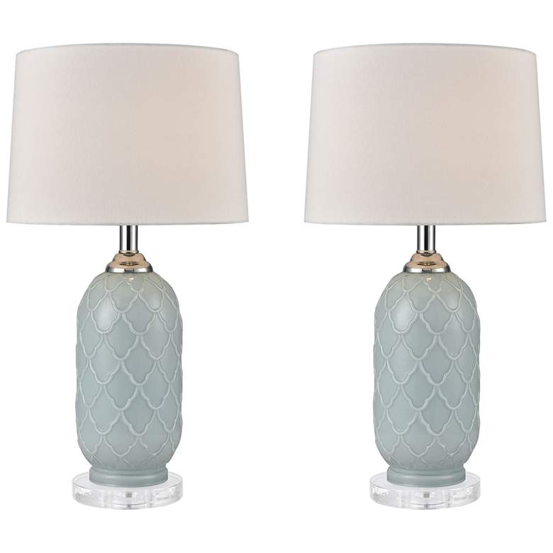 Image 1 La Joliette Pale Blue Glass Table Lamps Set of 2