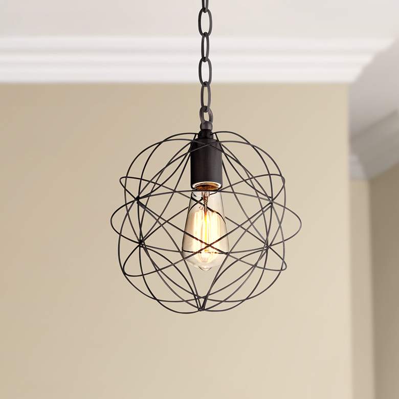 Image 1 La Joya 9 1/2" Wide Orbital Bronze Mini Pendant