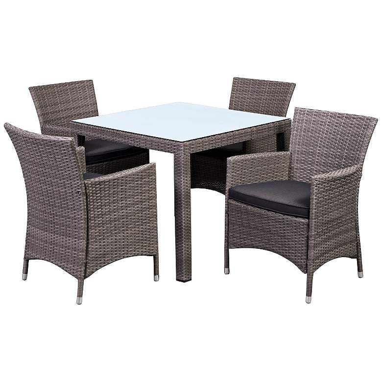 Image 1 La Media 5-Piece Gray Wicker Patio Dining Set