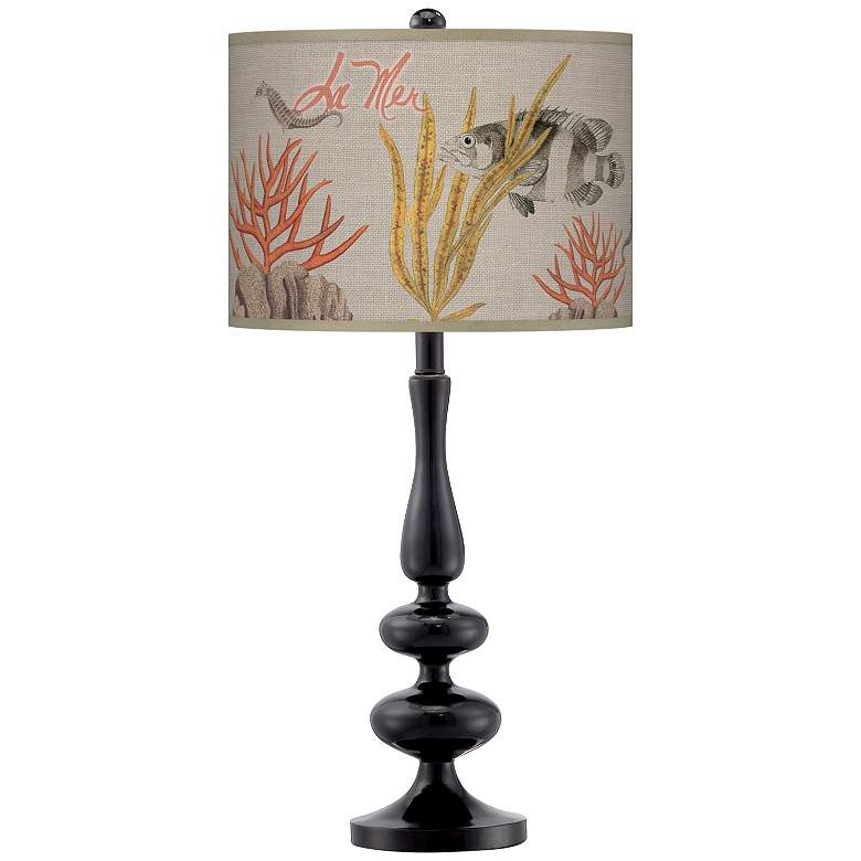 Image 1 La Mer Coral Giclee Paley Black Table Lamp