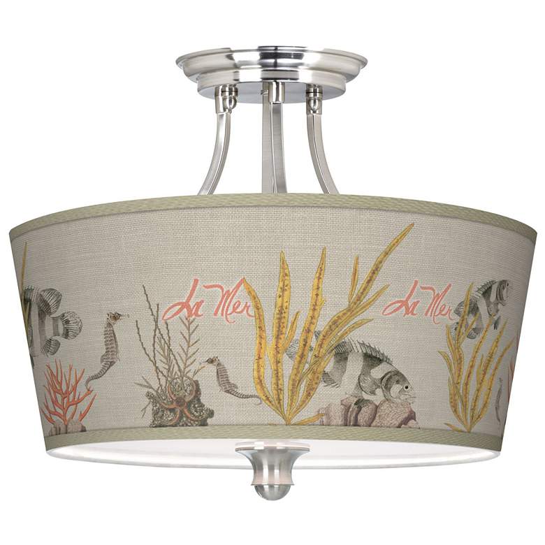 Image 1 La Mer Coral Tapered Drum Giclee Ceiling Light