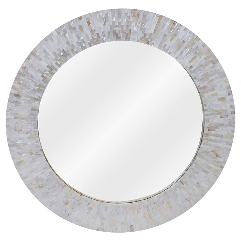Image 1 LA Modern Chantal Mother of Pearl 36 inch Round Wall Mirror