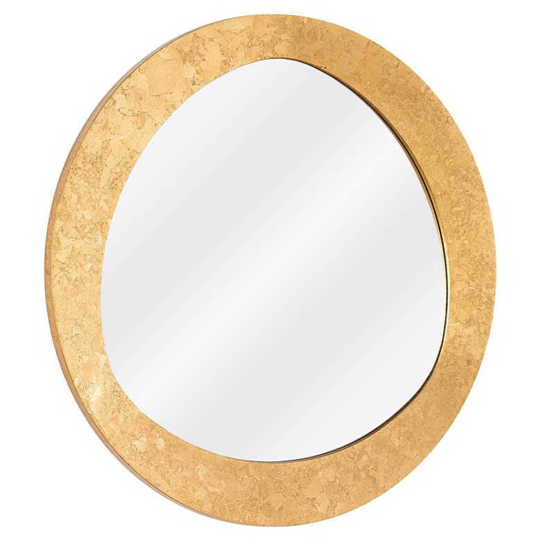 Image 1 LA Modern Insignia Gold Leaf 34 inch Round Wall Mirror