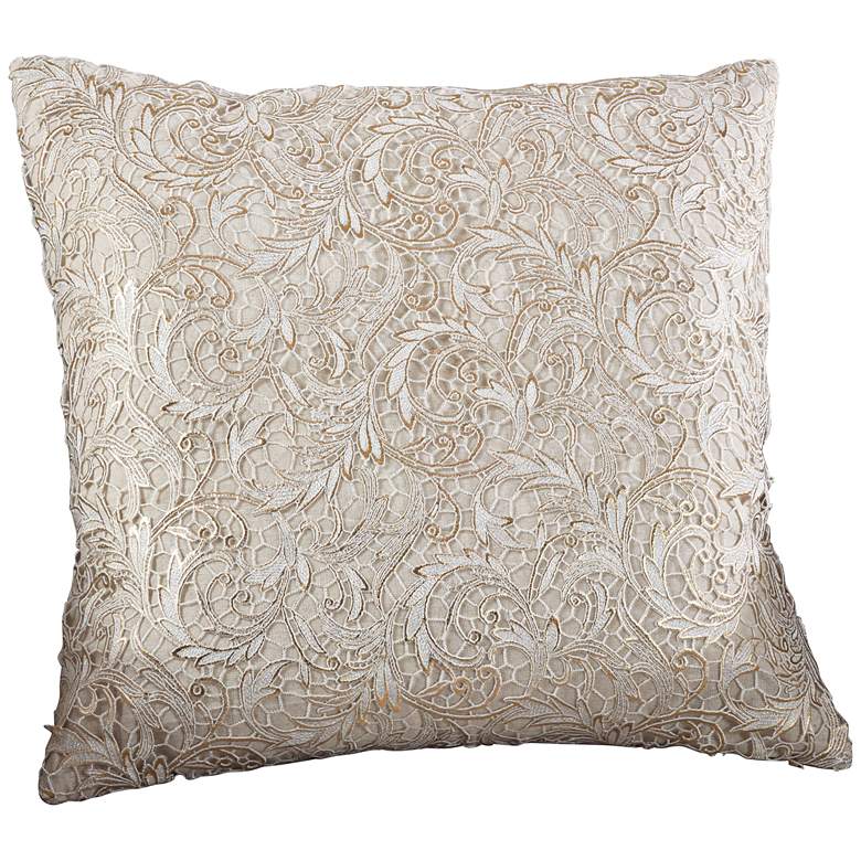 Image 1 La Rochelle Floral Lace 20 inch Square Cotton Accent Pillow