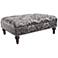 La Rosa Gray Floral Chenille Rectangle Tufted Bench