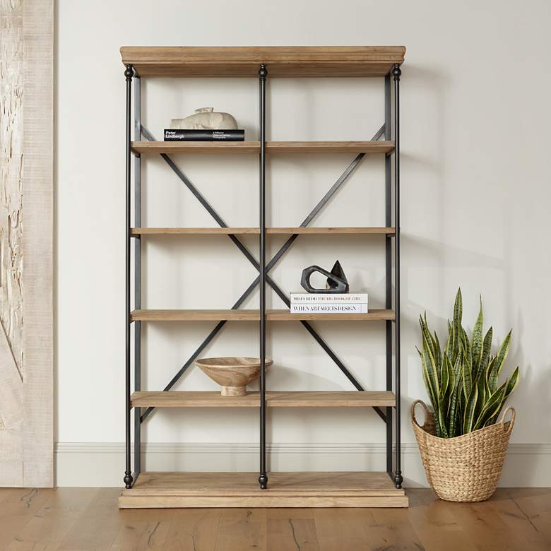Image 1 La Salle Metal and Wood 5-Shelf Bookcase