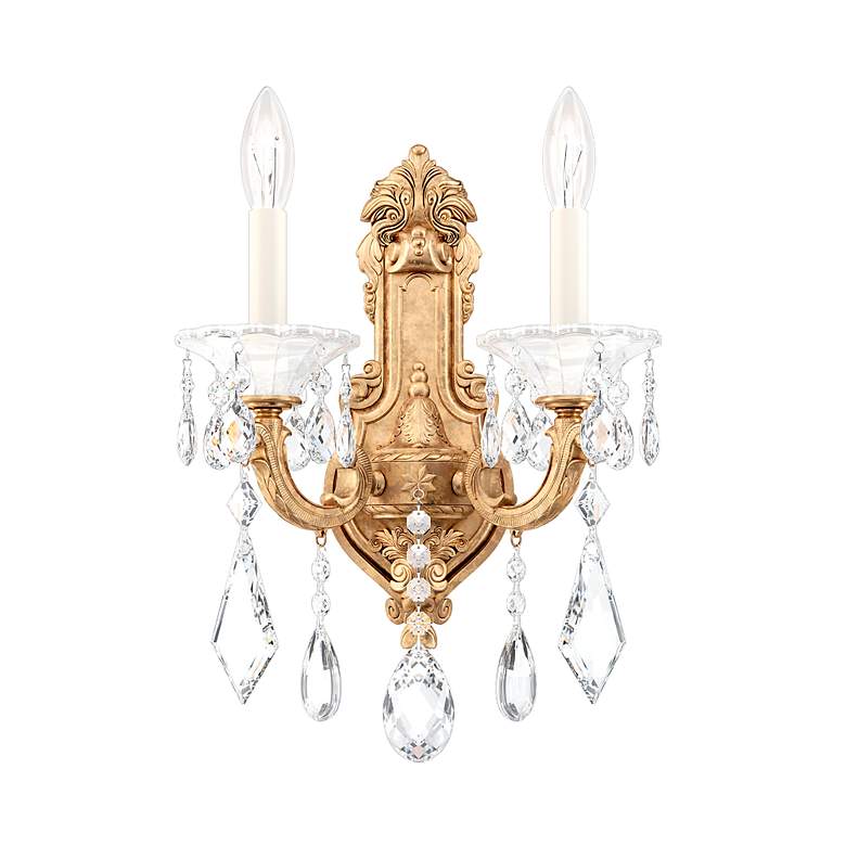 Image 1 La Scala 16.5"H x 11.5"W 2-Light Crystal Wall Sconce in French Go