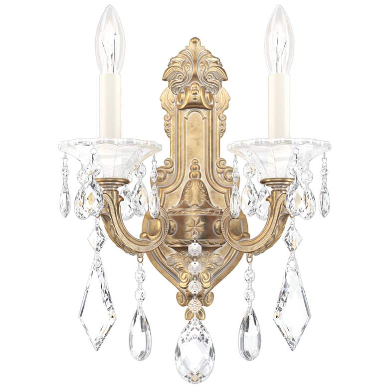 Image 1 La Scala 16.5"H x 11.5"W 2-Light Crystal Wall Sconce in Parchment