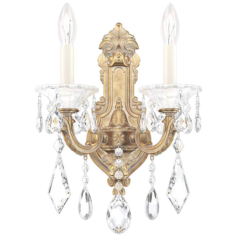 Image 1 La Scala 16.5"H x 11.5"W 2-Light Crystal Wall Sconce in Parchment