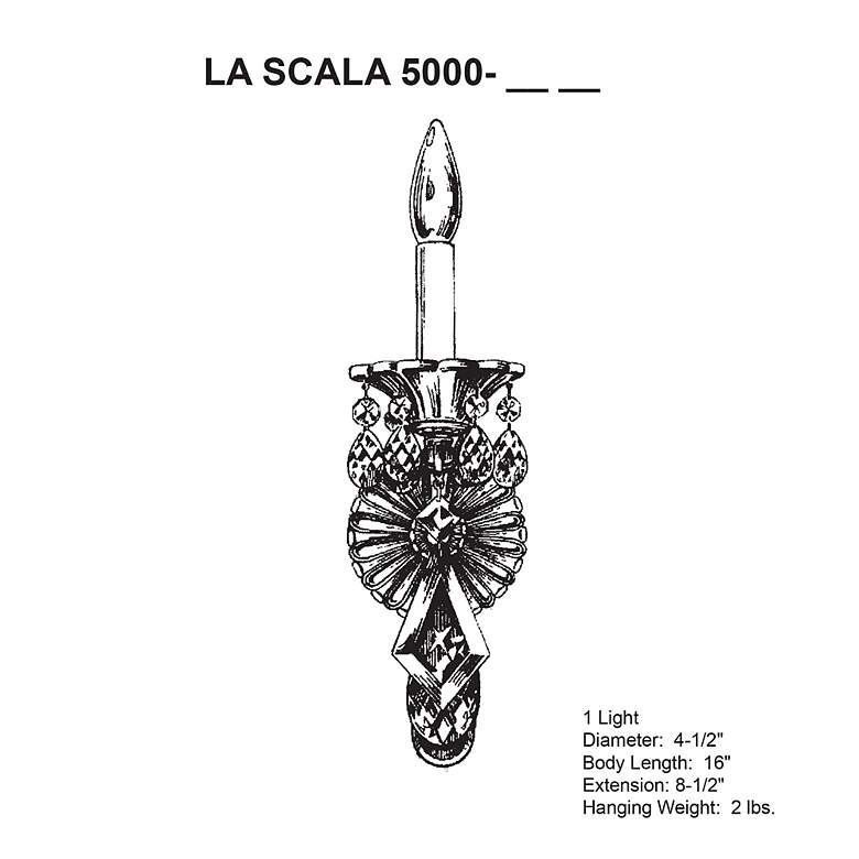 Image 3 La Scala 16"H x 4.5"W 1-Light Crystal Wall Sconce in Parchment Go more views