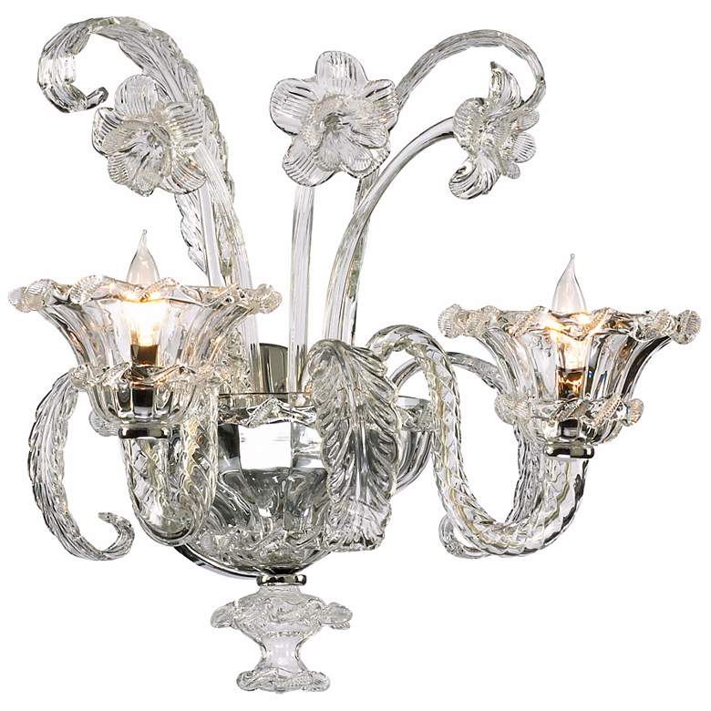 Image 1 La Scala 17 3/4 inch High Clear Murano Style Glass Wall Sconce
