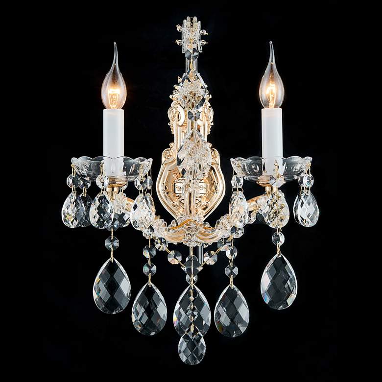 Image 1 La Scala 18 1/2" High Gold Crystal 2-Light Wall Sconce