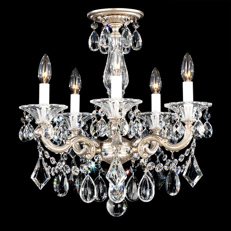 Image 2 La Scala 19.5"H x 18"W 5-Light Crystal Semi-Flush Mount in Antiqu