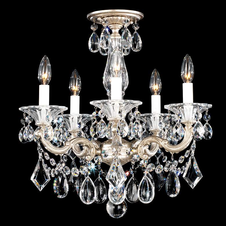 Image 1 La Scala 19.5"H x 18"W 5-Light Crystal Semi-Flush Mount in Etrusc
