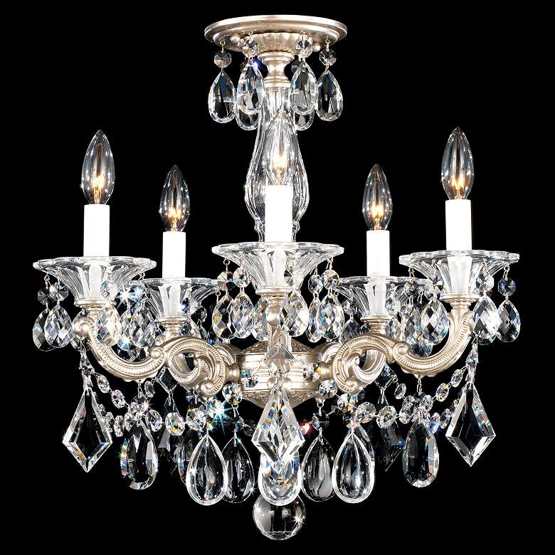 Image 1 La Scala 19.5"H x 18"W 5-Light Crystal Semi-Flush Mount in Heirlo