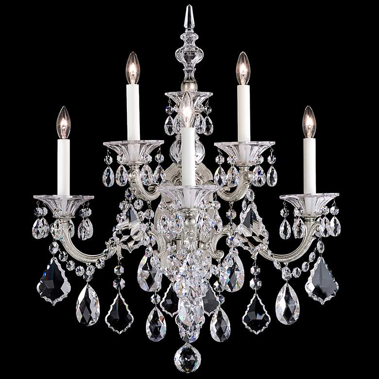 Image 1 La Scala 27"H x 22"W 5-Light Crystal Wall Sconce in Antique Silve