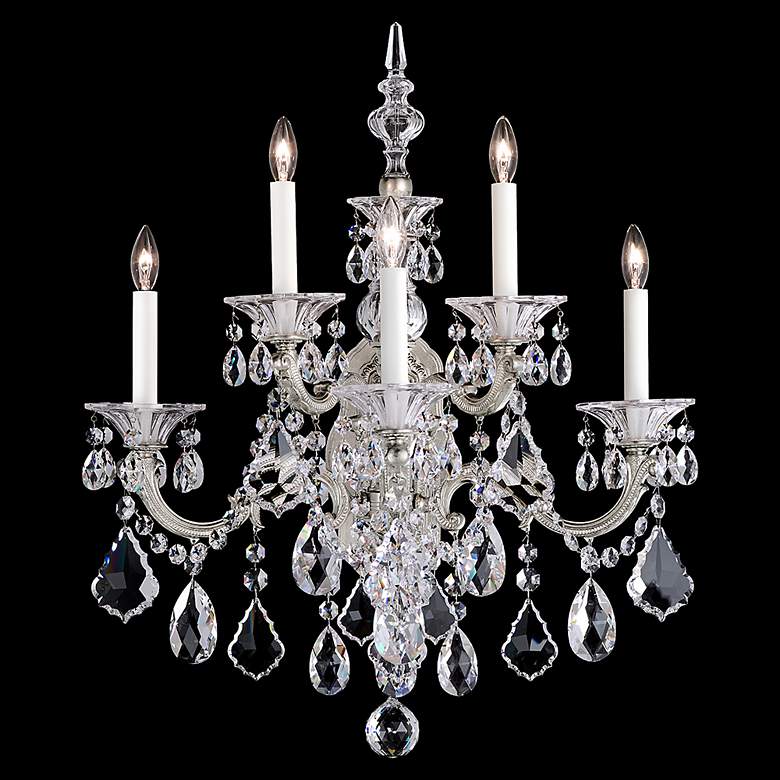 Image 4 La Scala 27"H x 22"W 5-Light Crystal Wall Sconce in Antique Silve more views