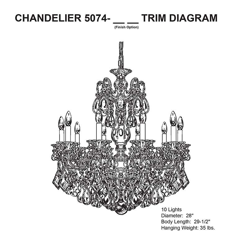 Image 6 La Scala 29.5"H x 28"W 10-Light Crystal Chandelier in Antique Sil more views