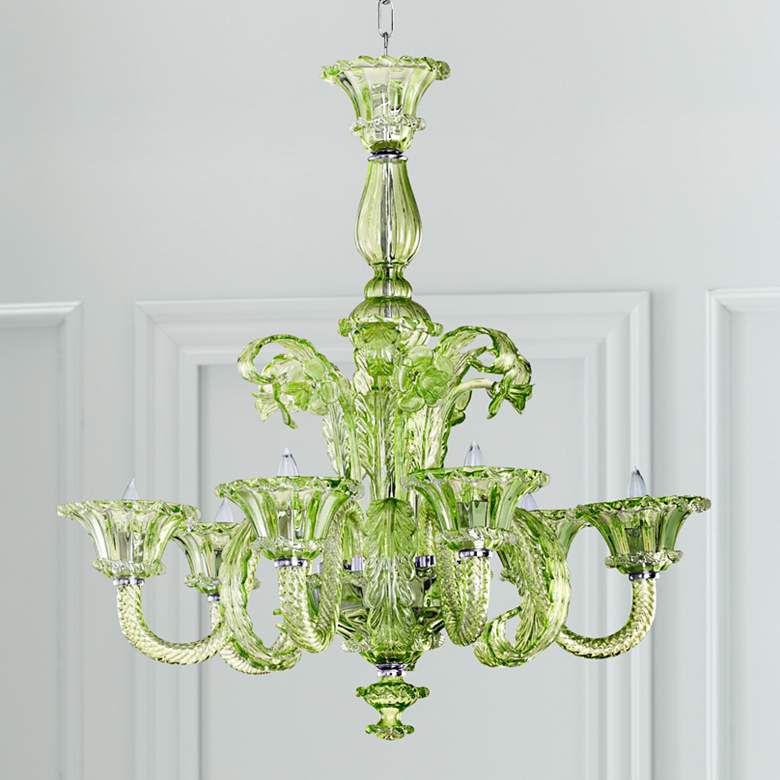 Image 1 La Scala Green Glass Chandelier