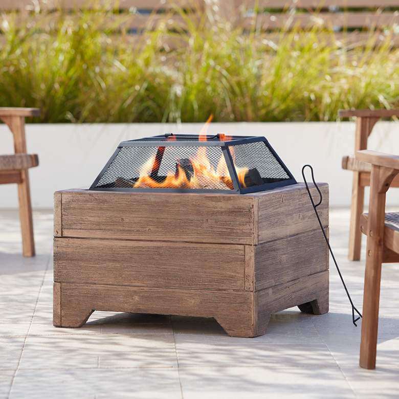 Image 1 La Selva 24" Wide Square Brown Wood Burning Outdoor Fire Pit