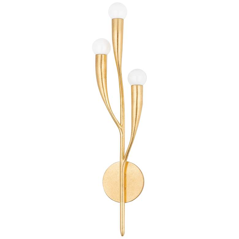 Image 2 Labra 24 1/2" High Vintage Gold Leaf 3-Light Wall Sconce