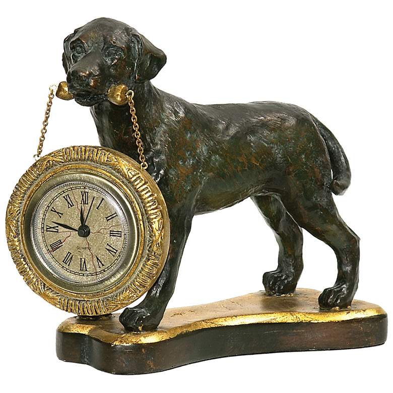 Image 1 Labrador Retriever Black and Gold Desk Clock