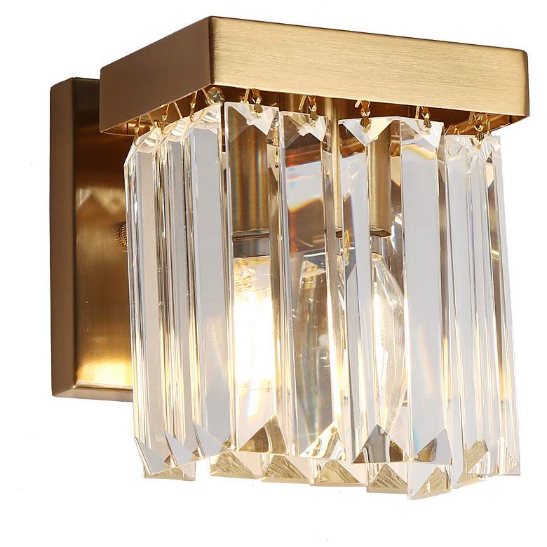 Image 1 Labradorite 1-Light Gold Crystal Wall Sconces