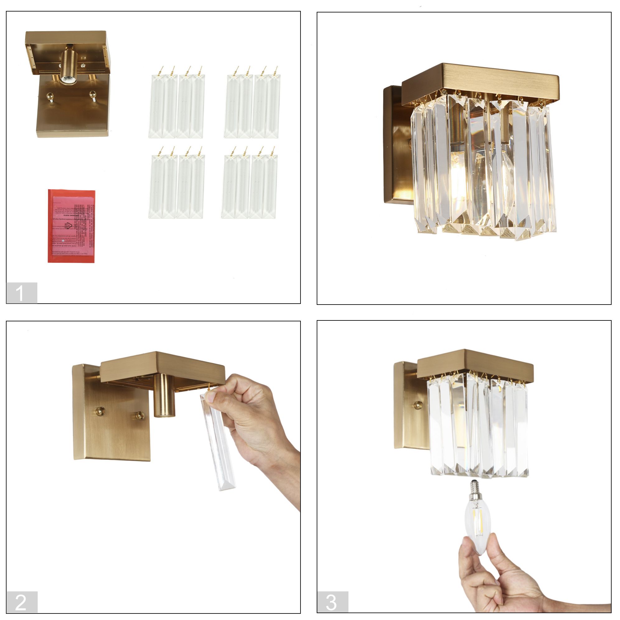 Labradorite 1-Light Gold Crystal Wall Sconces