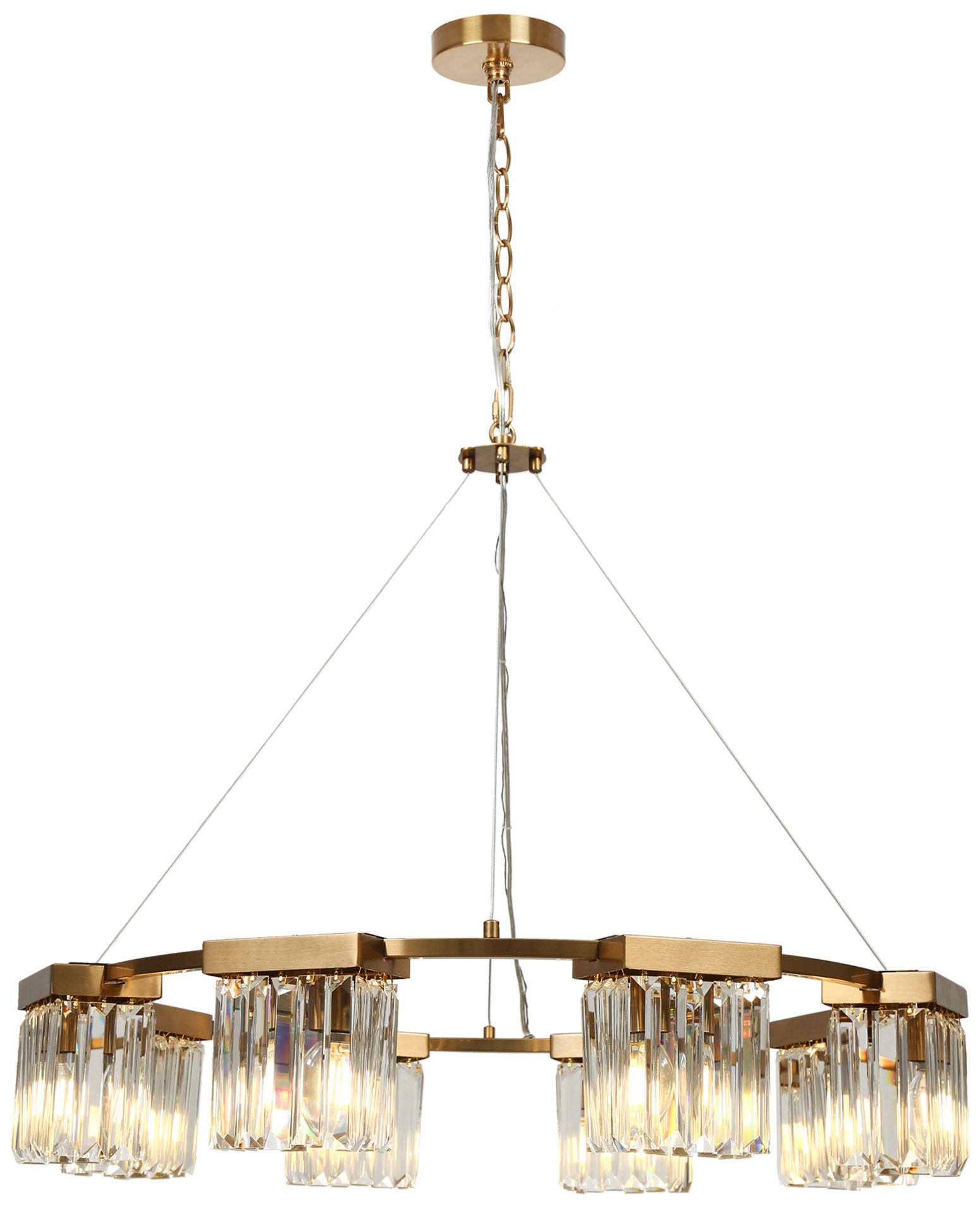 Labradorite 8-Light Gold Crystal Chandelier - Made to Order